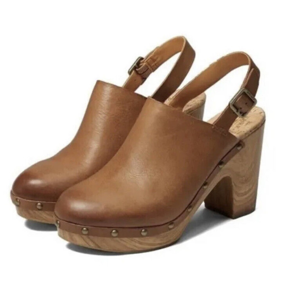 Kork Ease Darby Clog Leather Studded Slingback Womens Shoes, Terra Brown Size 10